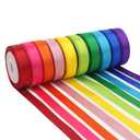 MEEDEE 3/8 Inch Satin Ribbon Set – 10 Rolls Rainbow Double Face Ribbon for Gift Wrapping, 5 Yards Each (Total 50 Yards), Decorative Ribbon for Presents & Party Favors