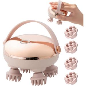 Electric Scalp Massager Red Light-scalp massager with red light therapy have 8 Accessories(4 Original on the Body + 4 extra Bonus),Hair scalp massager dual use for dry&wet hair,3 Modes selection, gift