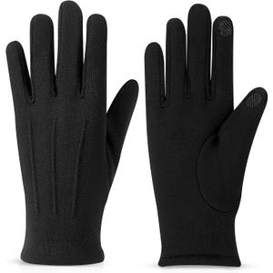 Women gloves cold weather touch screen glove warm fleece lining for driving cycling skiing (One Size, Black)