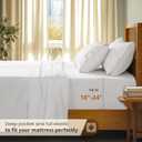 LBRO2M 100% Cotton Sheets Set Deep Pocket Up to 18"-24", 1000 Thread Count Queen Size 4 Pcs Bed Sheet Sets Soft Comfortable Bedding All Season (Queen, White)