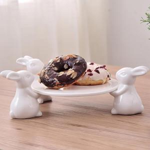 Easter Decor Bunny Cake Stand, Ceramic Rabbit Cakecup Stands,Cake Stands for Party Wedding,Cupcake Stand,Cake Plate,Easter Home Decorations Gift(8 Inch 3 Rabbit)