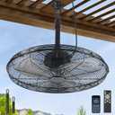 AHAWILL Outdoor Ceiling Fan, 20" Gazebo Fan with Remote,6 Speed, Noiseless, Reversible,Plug in Ceiling Fan with Hook for Pergola, Canopy,Porch(Black), Medium