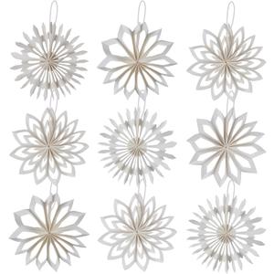 EASY JOY 9Pcs Christmas Hanging Decorations-White Snowflakes Ornaments 3D Christmas Winter Decorations Pure White Hanging Snowflake Decoration for Christmas Tree Garland Winter Home Window Room