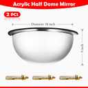 2 Pcs Acrylic Half Dome Blindspot Mirror - 18" Diameter Safety Convex Mirror for Wall, Ceiling, Driveway, Outdoor, Hallway, Warehouse, Office