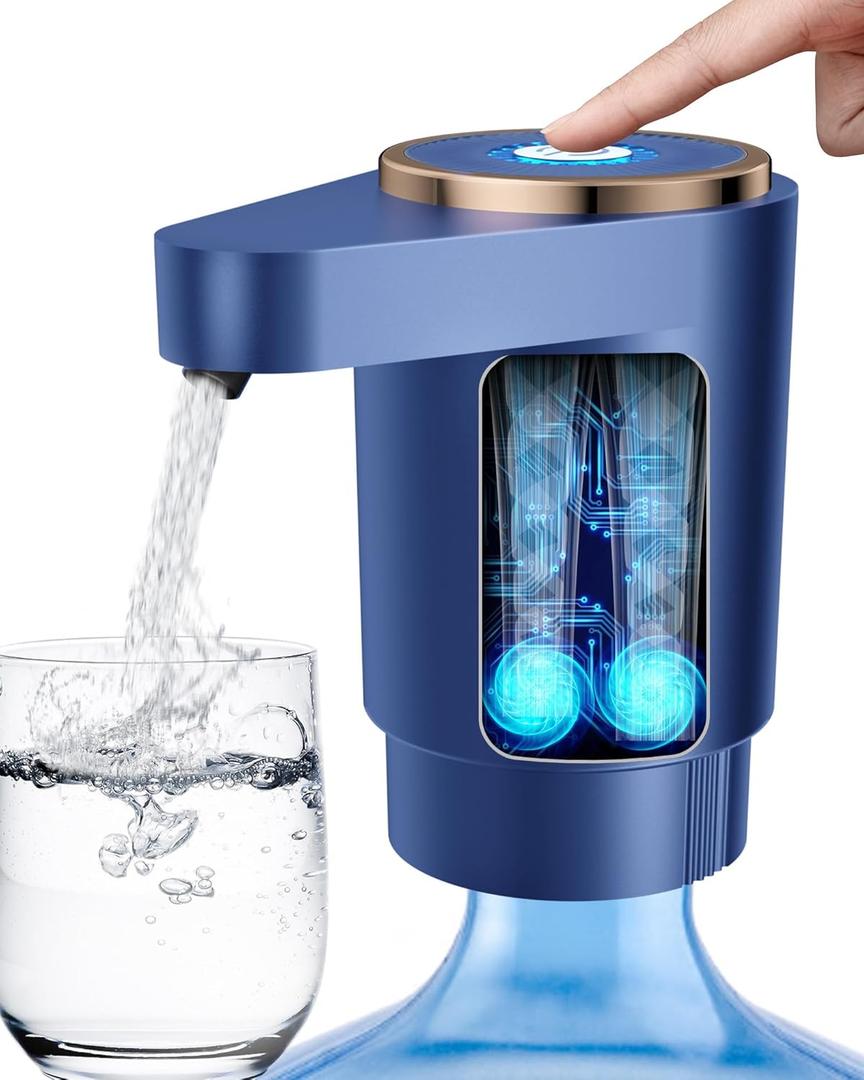 Water Bottle Pump, Portable Electric Water Dispenser Pump for 5 Gallon Bottles - USB Charging, Automatic Switch, Rechargeable Battery for Home Kitchen Room Camping, Blue