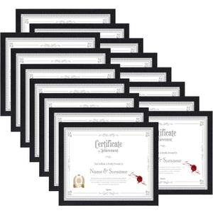 HORLIMER 8.5 x 11 Picture Frame Set of 15, Black Photo Frames 8.5 by 11 for Certificate Diploma Document, Wall Hanging or Tabletop Display