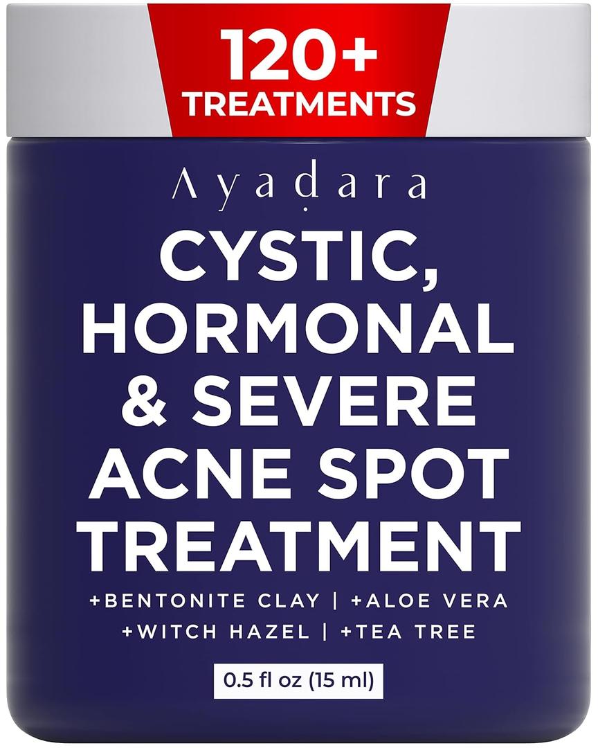 Cystic Acne Spot Treatment, Overnight Hormonal Cystic Acne Treatment for Face, Women, Men and Teens, Cystic Hormonal Acne Treatment for Body, Pimple Cream, Sulfur Acne Spot Treatment, 120 Uses