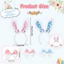 4 Pcs Easter Bunny Ears Headbands with Bow Tie set Sequins Bunny Ears Hairbands Easter Adjustable Bowties Glitter Colorful Rabbit Headbands Costume for Girls Boys Hair Accessories Easter Birthday