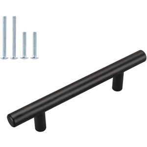 homdiy 10 Pack 4 Cabinet Handles Matte Black Cabinet Pulls Black Drawer Pulls Stainless Steel Kitchen Cabinet Hardware (4in Hole Centers)