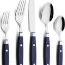 ANNOVA Silverware Set, Retro/Rivet Colorful Stainless Steel Tableware Kitchen Flatware Set Utensils, Includes Dinner Knives, Forks, Spoons, Salad Forks & Dessert Spoons (Navy Blue, 20 Pieces)