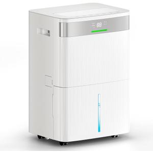 HUMLABS 82 Pints Dehumidifier for Home, 5000 Sq. Ft Dehumidifier for Basement with Drain Hose, Front LED Screen and 1.37 Gal Water Tank, Three Modes, Auto Defrost and 24HR Timer
