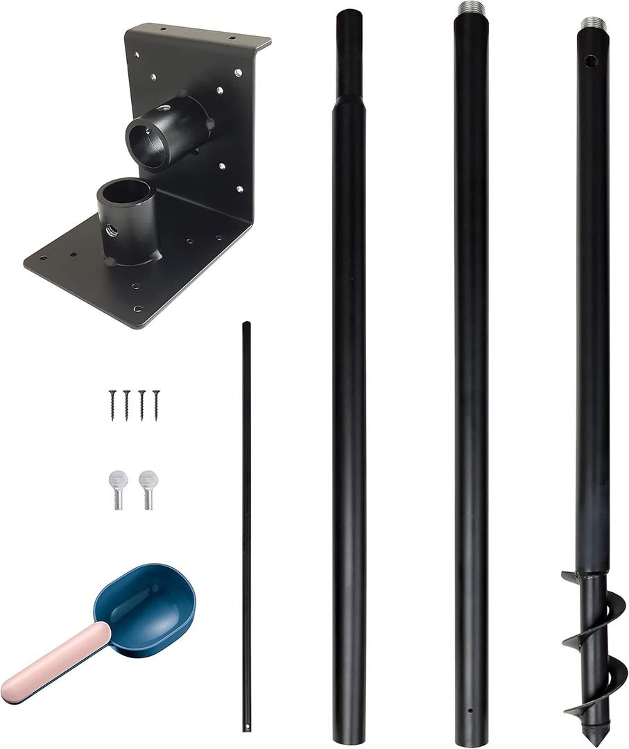 Universal Mounting Pole Kit Perfect for Birdhouse, Birdfeeder, Easy to Assemble and Install, Made of Heavy Duty Material, Free Bird Feeder Scoop