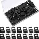 Sherr 100 Pcs Black Gripper Swipe Card Holder for Standard Thickness ID Card Badge Swipe Holder Secure Plastic Gripper for Smart Card CAC Chip Card