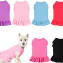 6 Pieces Dog Dresses Shirt Skirt Sleeveless Dress Breathable Pet Shirts with Ruffles Puppy Sundress Outfits for Dogs and Cats (S Size)