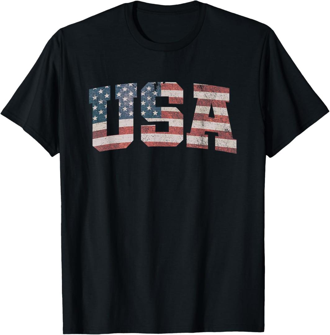 USA US Flag Patriotic 4th of July America T-Shirt, Size L