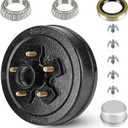 Trailer Brake Drum Kit, 5-Hole, 4.5" Bolt Circle Brake Drum for 3500 lb Axles, Replacement Brake Hub Drum Assembly for Rvs, Trailer and Semi Truck