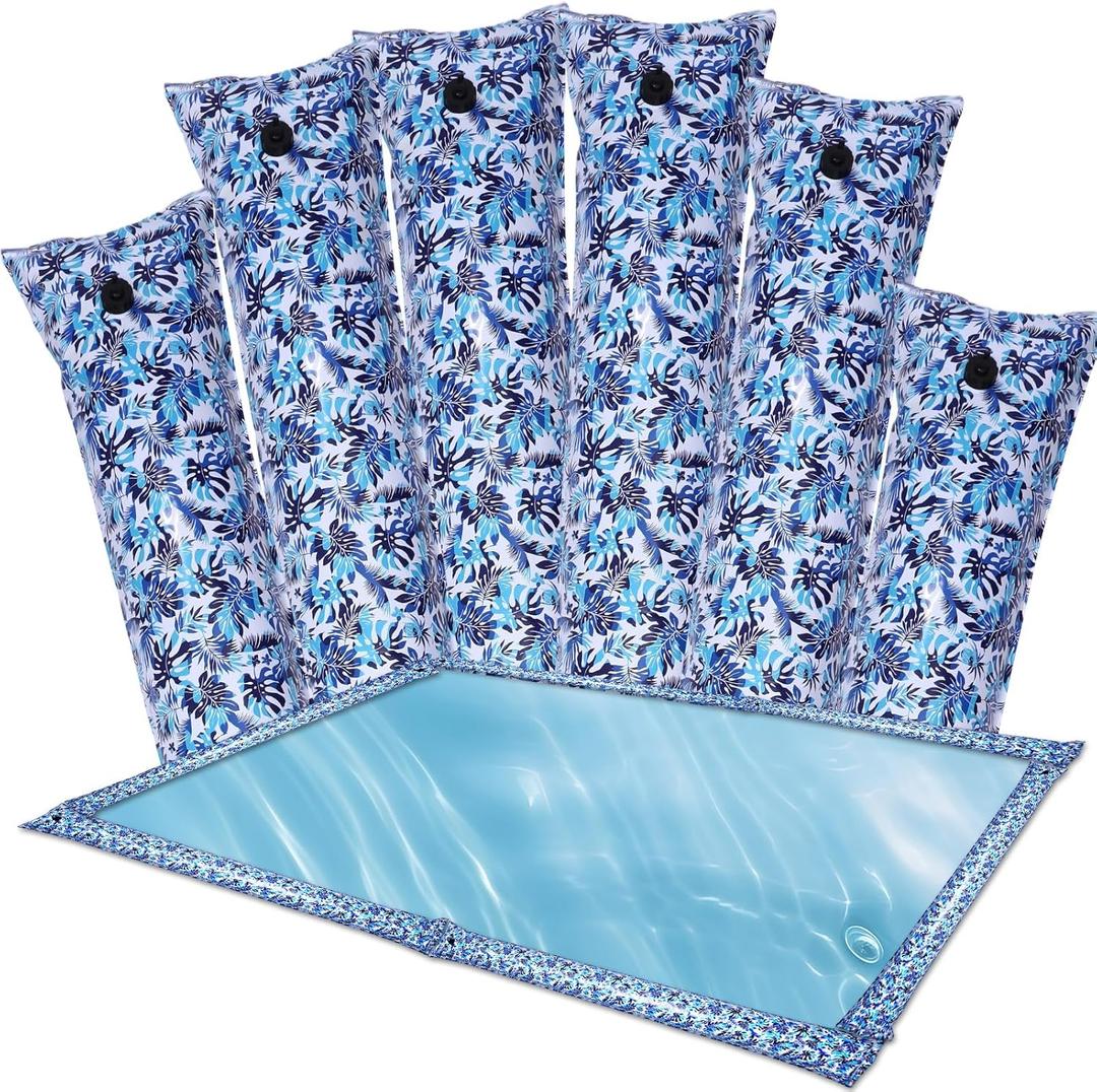 6 Pack 0.7mm Thicker Pool Cover Water Bags Winter Water Tubes 8 ft PVC Pool Cover Weights Printed Pattern Heavy Duty 3 Layer Composite Material for Inground Swimming Winter Winterizing