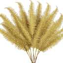 8 Pcs Christmas Tree Picks and Sprays Gold Glitter Christmas Picks 28" Christmas Glitter Feathers Leaves Stems for Christmas Tree Filler Branches Wreaths Centerpieces Holiday Decorations