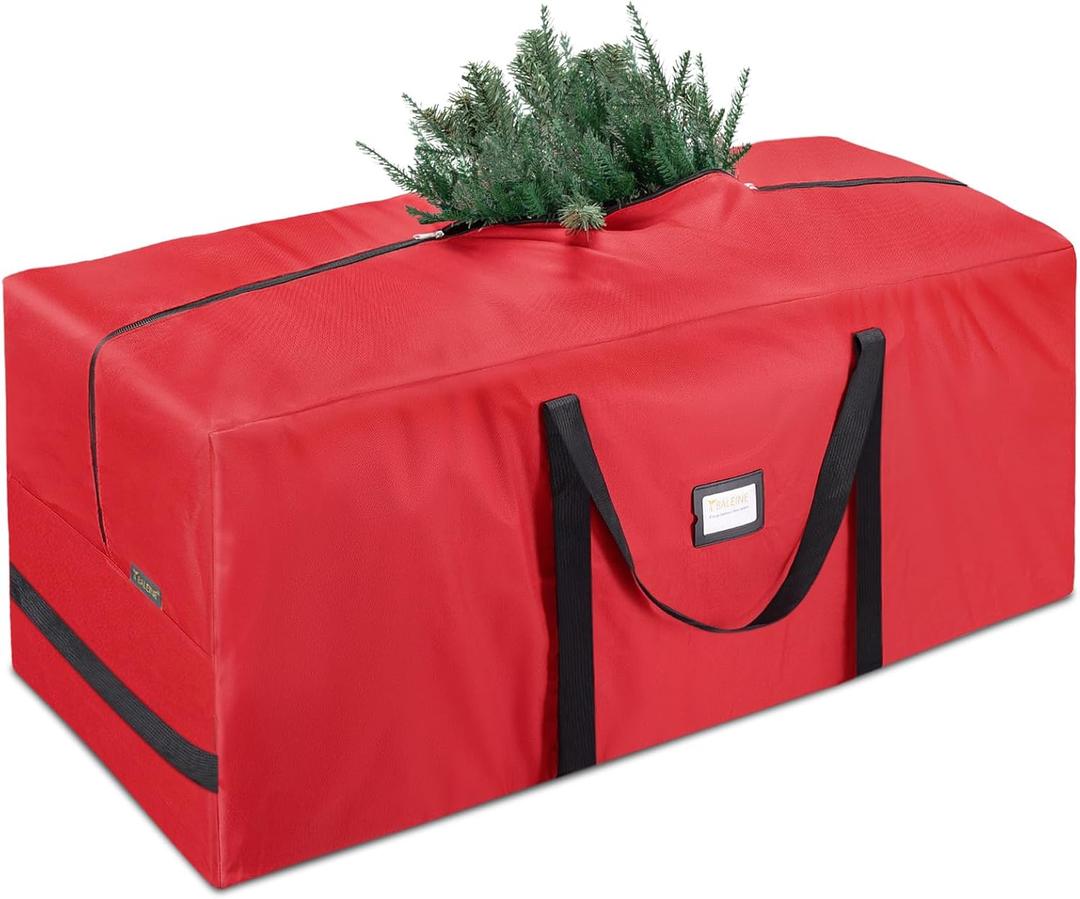 BALEINE 9 ft Christmas Tree Storage Bag, Heavy Duty 900D Oxford Fabric with Reinforced Handles and Dual Zippers Wide Opening, Extra Large Storage Container for Trees and Decorations (Red)