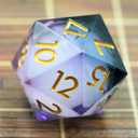 Liquid Core Giant 50mm Dice,Sharp Edge Handmade Dungeons and Dragons Dice with Gift Box.Jumbo 50mm RPG Polyhedral D20 for Role Playing Game(Black Purple Liquid-1)