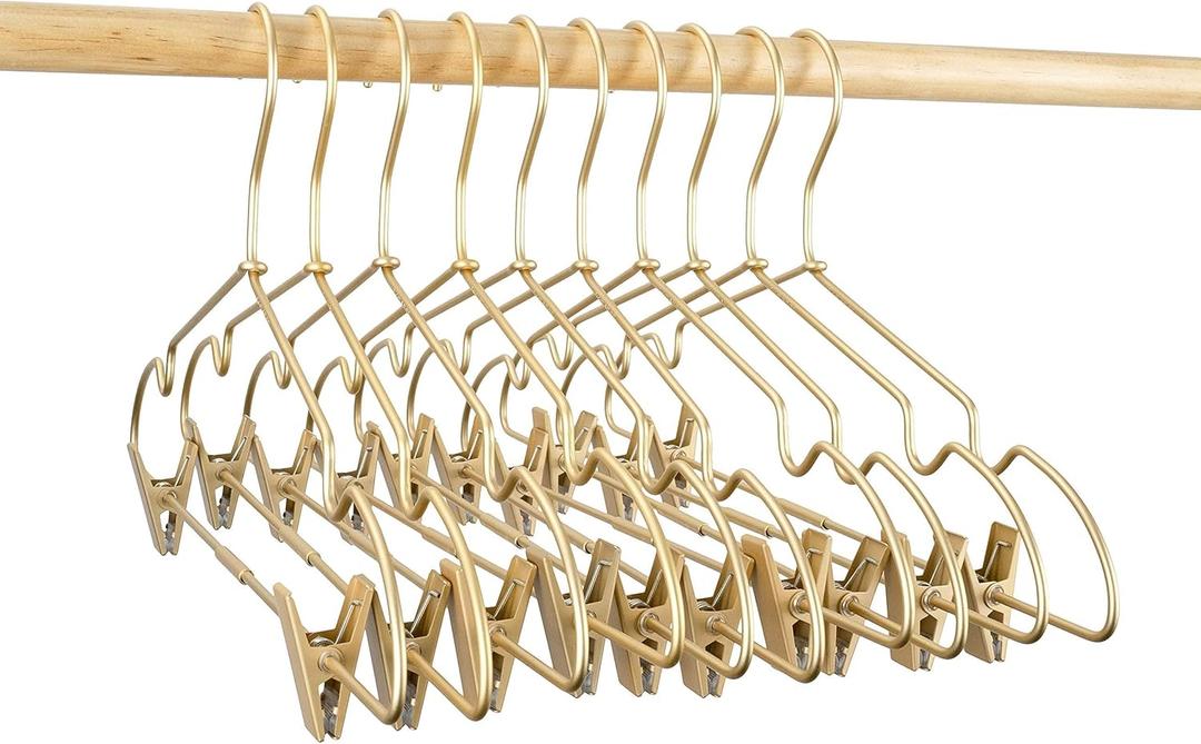 12.5" Gold Metal Baby Clothes Clips Hanger Children Kids Coat Hanger Display and Storage 10Pack