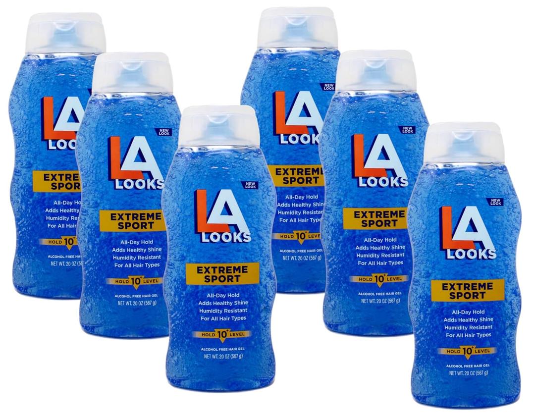 L.A. Looks Sport Xtreme Hold Gel, Hold Level 10+, 20-Ounce (Pack of 6)