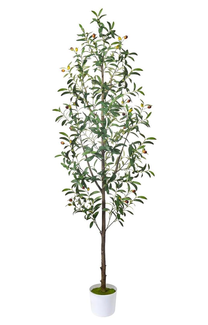 Aphighjoy Artificial Olive Tree 6FT,Tall Faux Olive Tree for Indoor,Fake Potted Olive Plants with Silk Leaves and Lifelike Fruits for Home Office Living Room Decor（1 Pack） 