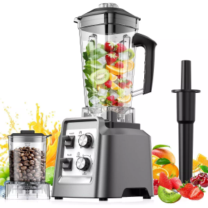 Teendow 1800W 2-in-1 Blender & Grinder Combo, 68oz BPA-Free Jar Smoothie Maker, Ice Crusher Countertop Blender, Silver