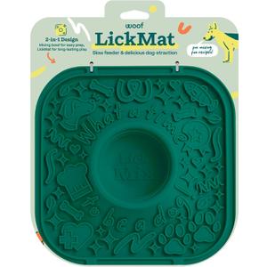 WOOF LickMat - Easy-to-Clean Lick Mat for Dogs - Slow Feeder Mat with Non-Slip Design - BPA-Free Silicone Lick Mat - Interactive Dog Toys - Green