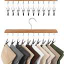 StorageWorks Hat Rack, Closet Organizer and Storage for Baseball Caps,Set of 2 with 10 Adjustable Stainless Steel Clips, Fits All Caps, Natural Wood Color (14"W x 7.5"H)