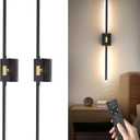 Battery Operated Wall Sconces Set of 2: 10000mAh Rechargeable Wall Lights, Easy Install 360 Rotate 3000K-6000K LED Wireless Wall Light Decor for Bedroom Living Room Hallway Picture Lighting Gallery