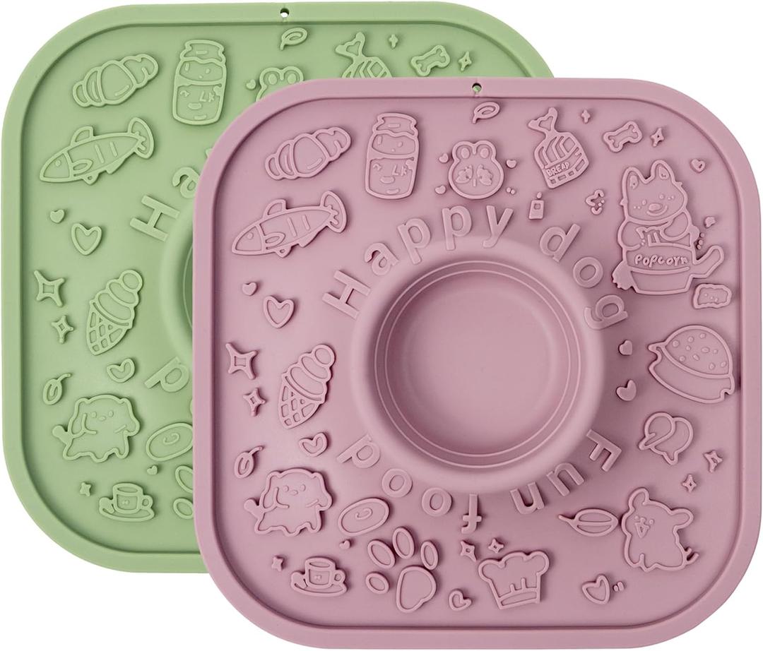 Bifeaw Lick Mat for Dogs with Suction - Dog Cat Lict Mat to Keep Them Busy - Puppy Lick Mat for Anxiety Relief (Green and Dusk)