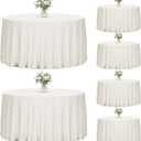 Fixwal 120 Inch [for 60-80'' Tables] Ivory Round Tablecloth, 6 Pack Round Table Cloth Polyester Fabric Washable Table Covers for Wedding, Party, Banquet, Dining, Birthday Events