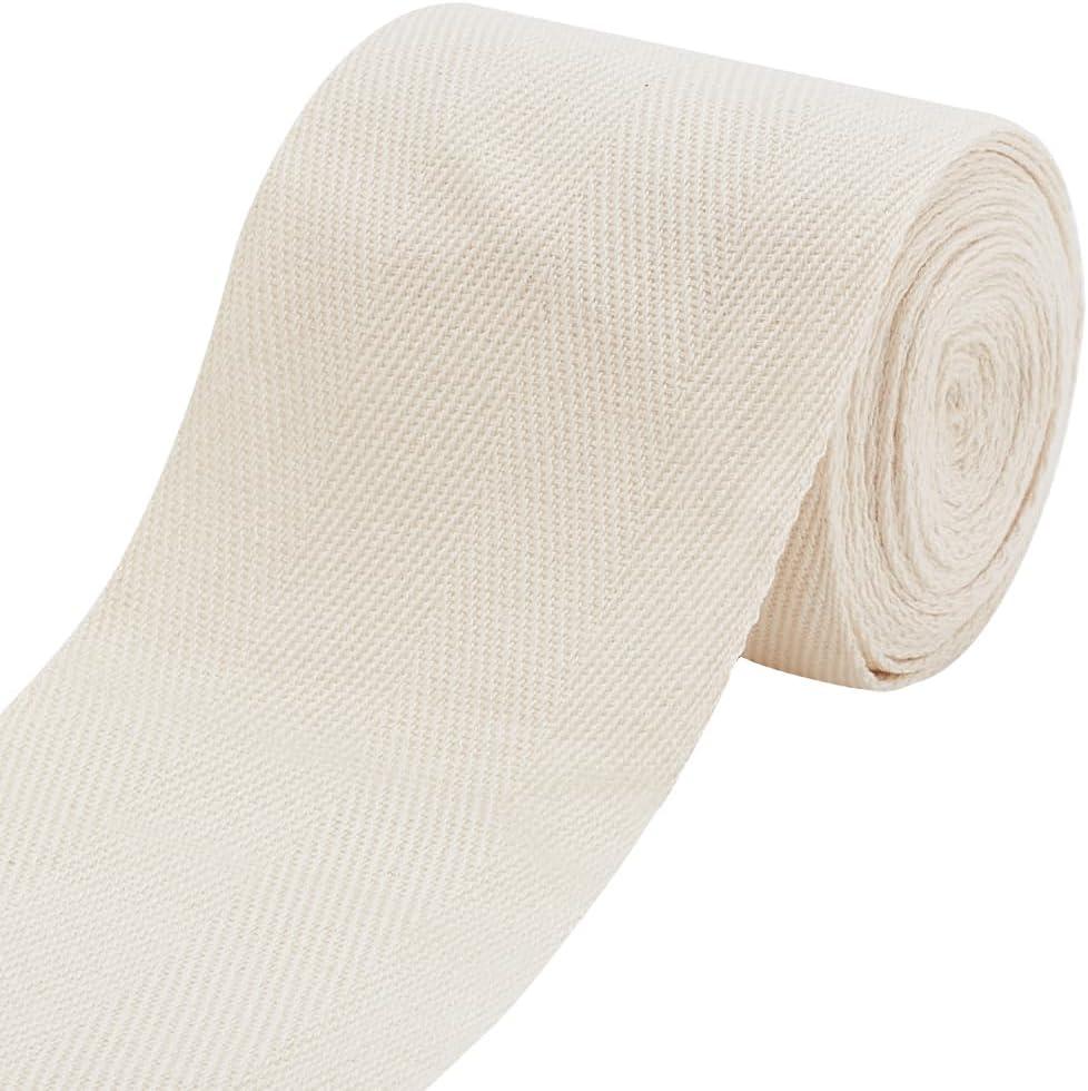 BENECREAT 5.4 Yards Cotton Twill Tape Ribbon, 3 Inch White Herringbone Bias Tape Soft Carpet Edge Strip for Sewing DIY Crafts Cotton Rug Home Decor