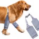 MANON ROSA Dog Elbow Pads  Knee Wrap Front Leg Sleeves for Large Dogs, Wound Protection & Anti-Licking Brace for Injured Legs or Joints (Sleeve Length 9inches, Suit. Wt 55-66lbs, Large, Gray) (Grey)