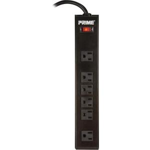 Prime Wire & Cable PB801120 6-Outlet Metal Power Strip with 14-3 SJT 10-Feet Cord,Black