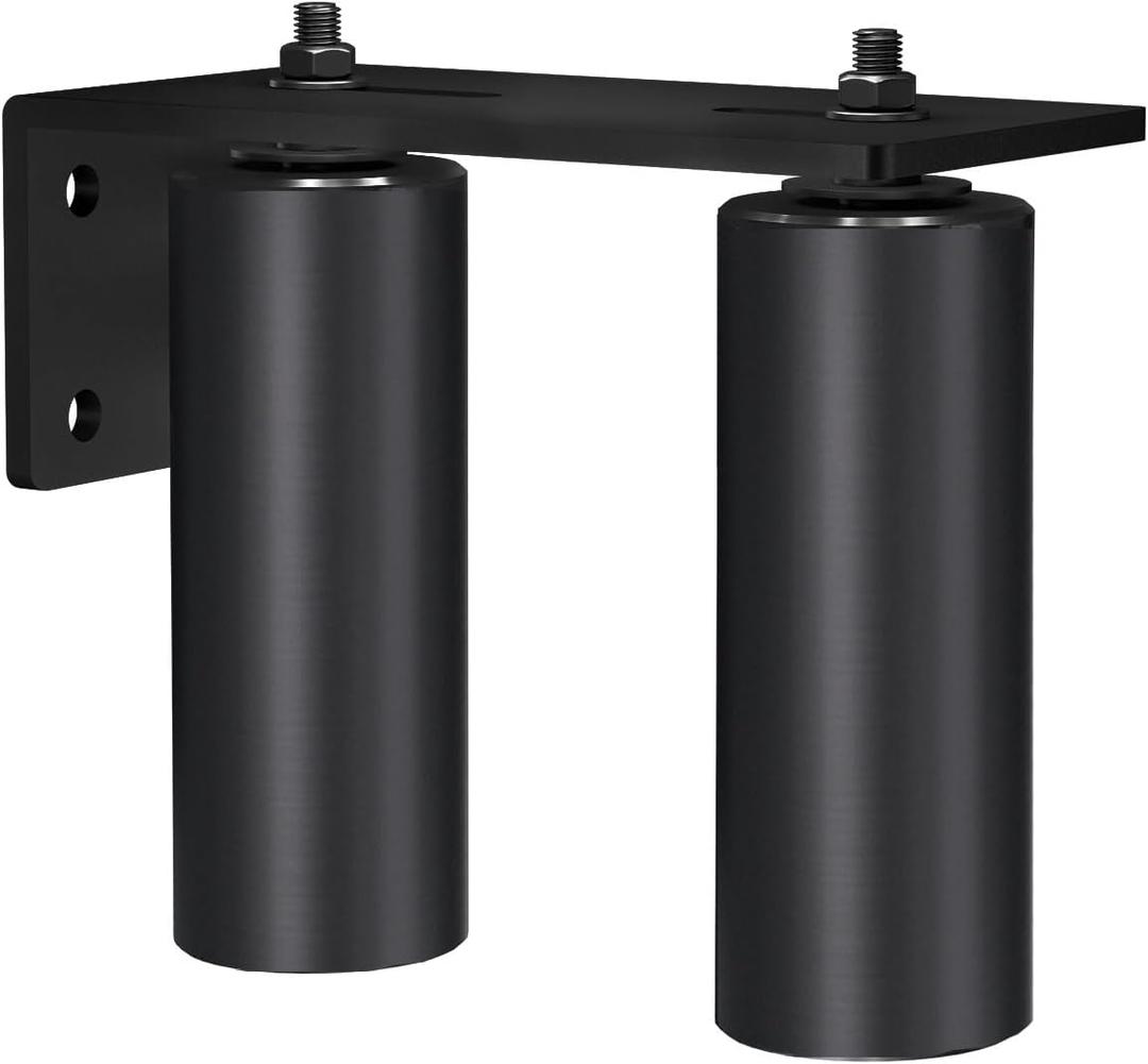 Sdstone Slide Gate Guide Roller 6" Black with L Rear Post Bracket, Universal Adjustable Sliding Gate Rollers, Heavy Duty Sliding gate kit for Sliding Gates and Rolling Doors
