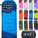 PTEROMY Sleeping Bags for Adults, Lightweight and Machine Washable, Water Resistant Backpacking Camping Sleeping Bag for Warm Cold Weather, Camping Essentials for Hiking Travel (Blue)