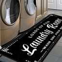 Black-1 Farmhouse Laundry Room Rug Runner, Non-Slip Floor Mat, Waterproof for Kitchen, Bathroom, and Mudroom Decor 20''x48''