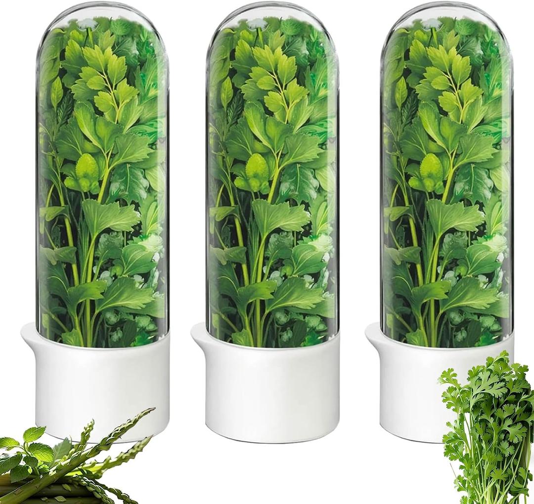 Herb Saver for Refrigerator, Cilantro Container for Fridge, Fresh Herbs Lettuce Keeper for Refrigerator Parsley Mint Leaves Fresh Herb Keeper, Refrigerato Storage for Fresh for 2-3 Weeks