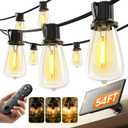 KYY 54FT Solar String Lights Outdoor Waterproof with USB Charging & Remote, Dimmable & Timable, Solar Powered Patio Lights with LED Shatterproof Bulbs for Deck Backyard Porch Garden Camping (48+6FT(16 Sockets), Black)