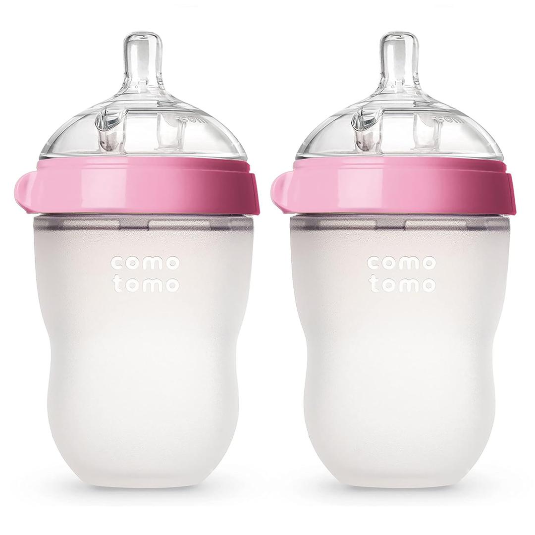 Comotomo Baby Bottle Double Pack, Pink, 8oz (2 Count (Pack of 1))