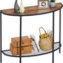 SAYGOER Entryway Table 2 Tier Small Console Table with Storage Half Moon Sofa Couch Table Mid Century Modern Narrow Entry Way Tables, 36.22" D x 11.8" W x 31.5" H, Easy Assembly, Dark Walnut