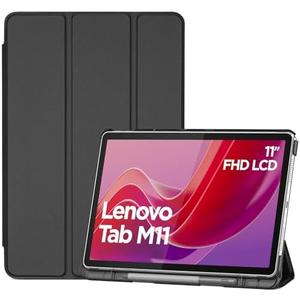 ProCase Smart Case for Lenovo Tab M11/Tab K11 LTE 11" 2024 TB330FU with Pen Holder, Slim Stand Tri-Fold Hard Shell Protective Tablet Cover Translucent Back Case Support Auto Wake/Sleep -Black