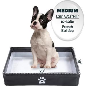 MEEXPAWS Dog Pee Pad Holder Tray Foldable, Puppy Pad Holder Liner Base High Side, Dog Litter Box Indoor for 22x22 Pee Pads, Training Pad Holder Leak-Proof, Potty Pad Holder for Dogs Easy Clean (Medium - 23'' x 23'' x4'', Black)