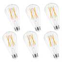 GvvooHome Dimmable Edison Bulbs, 2700K Warm White, 6W Equivalent to 60 watt E26 LED Bulb, ST58 Vintage Light Bulbs, 600LM, 90+ CRI, E26 Base, Clear Glass, 6 Pack