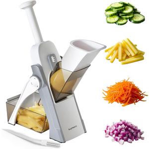 SupMaKin Safe Mandoline Slicer, Potato Chip Slicer Maual Vegetable Food Cutter Adjustable Thickness, Chopping Artifact Veggie Salad Chopper & Cook Meal Prep (Gray)