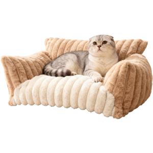 Pet Sofa Bed Washable - Cozy Supportive Cat Couch for Small Indoor Cat - Fluffy Puppy Dog Bed with Breathable Fabric