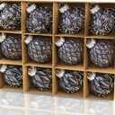 12 PCS Clear and Black Christmas Ball Ornaments, 80mm/3.15 Inches Rustic Farmhouse Christmas Decorations, Large Shatterproof Luxury Hand-Painted Xmas Ornaments for Christmas Tree, Wedding