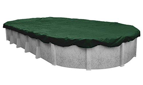 Pool Mate 12 x 24 ft Classic Green Winter Oval Pool Cover for Above Ground Pools, 4 ft Overlap (16 x 28 ft Cover Size), Solid 8 x 8 Scrim, 2.36 oz/ yd2,Style: 321224-4-PM